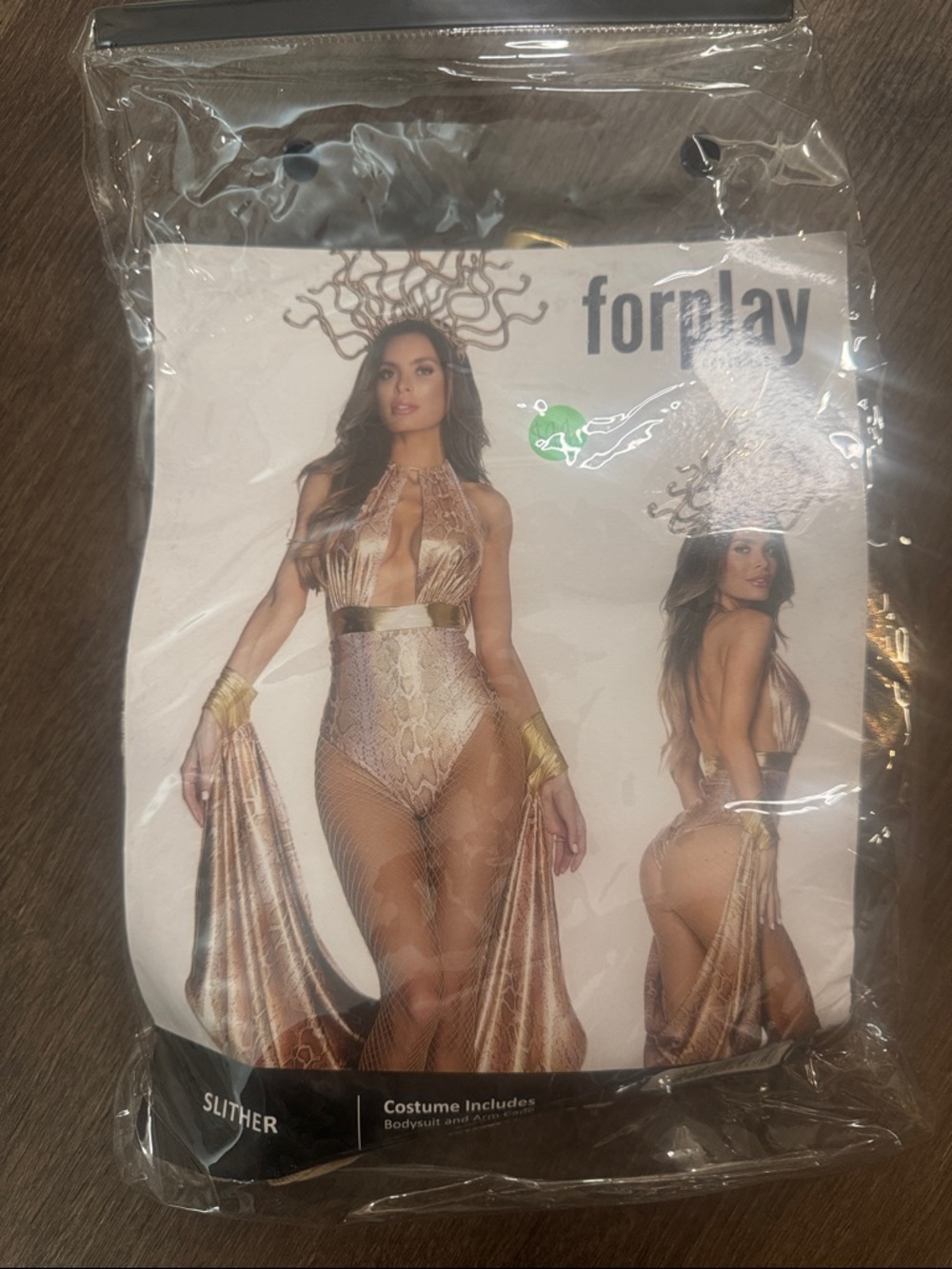 Forplay Metallic Gold Slither Bodysuit Halloween Costume Size Small/Medium